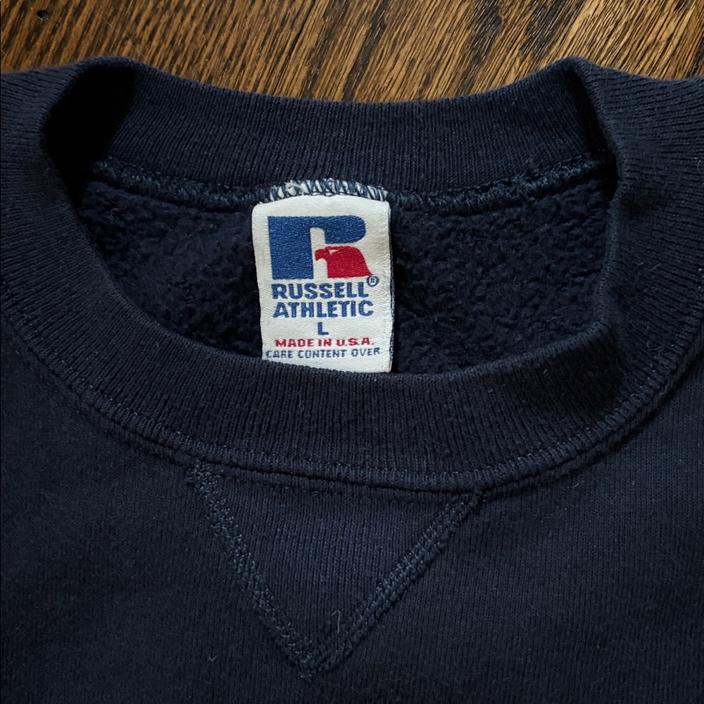 📌 Vintage Russell Athletic UCLA Navy Blue Sweatshirt L 50/50 - Picture 7 of 9